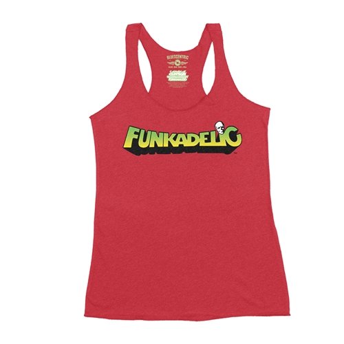 Green and Yellow Funkadelic Logo Racerback Tank - Women's