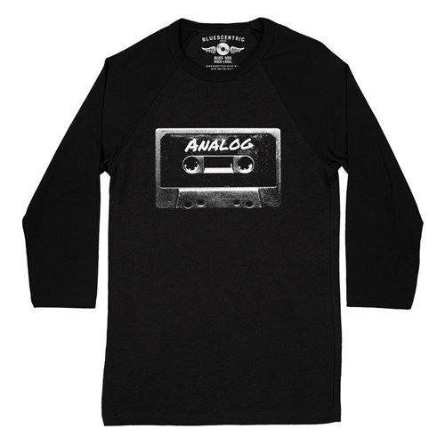 Black and White Analog Tape Baseball T-Shirt
