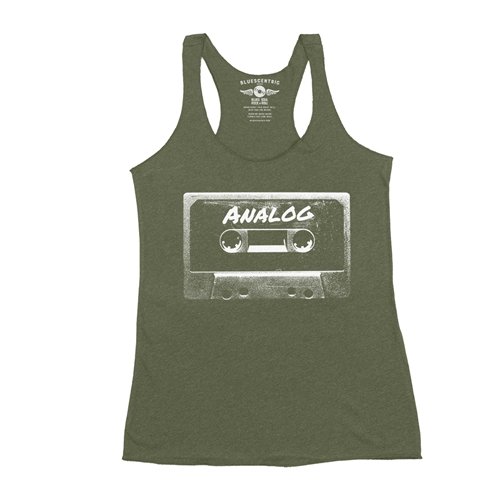 Black and White Analog Tape Racerback Tank - Women's