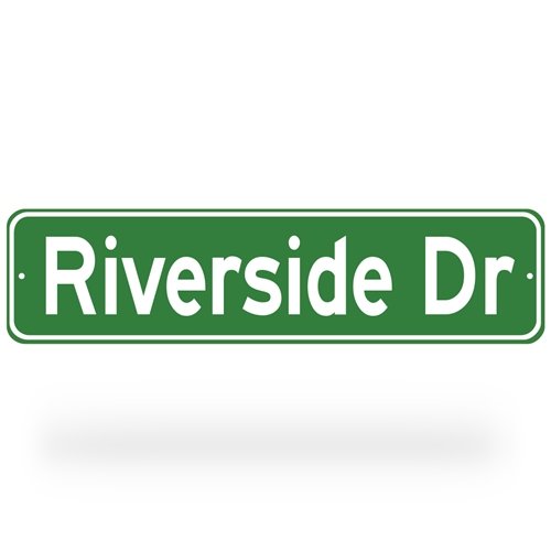 Riverside Dr Street Sign - Green