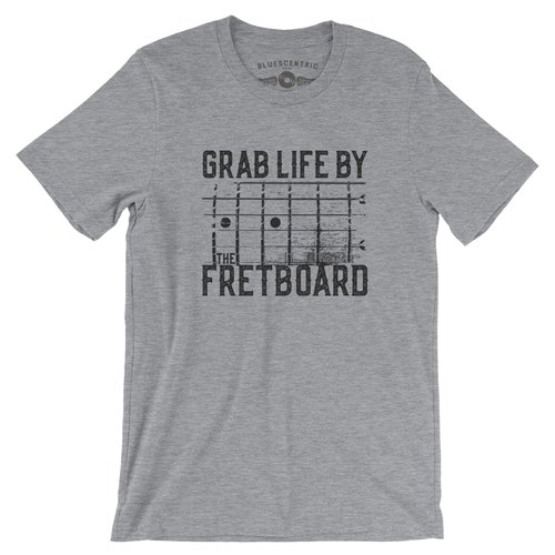 Grab Life by the Fretboard Guitar T-Shirt - Classic Heavy Cotton