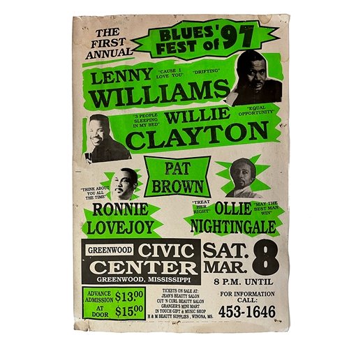 VINTAGE BLUES POSTER - Blues Fest '97 Greenwood Mississippi