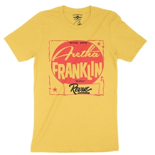 CLEARANCE - Large Yellow The Aretha Franklin Revue T-Shirt - Lightweight Vintage Style