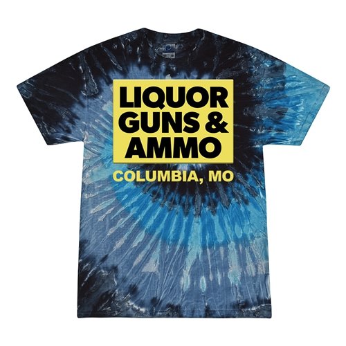 Liquor Guns & Ammo Tie-Dye T-Shirt - Blue