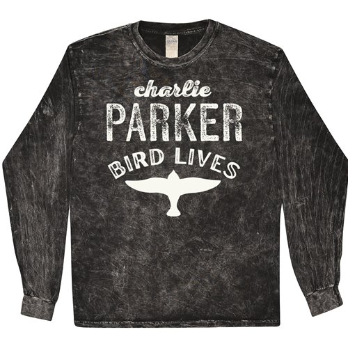 Charlie Parker Bird Lives Long Sleeve T-Shirt - Black Mineral Wash