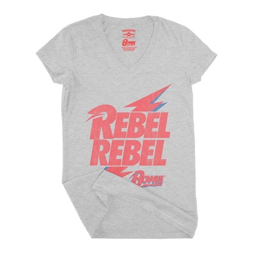 Rebel Rebel Bowie Logo V-Neck T Shirt - Women's