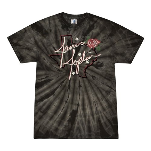 Janis Joplin Texas Rose Tie-Dye T-Shirt - Black