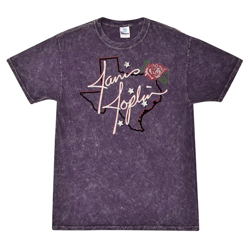 Janis Joplin Texas Rose T-Shirt - Purple Mineral Wash