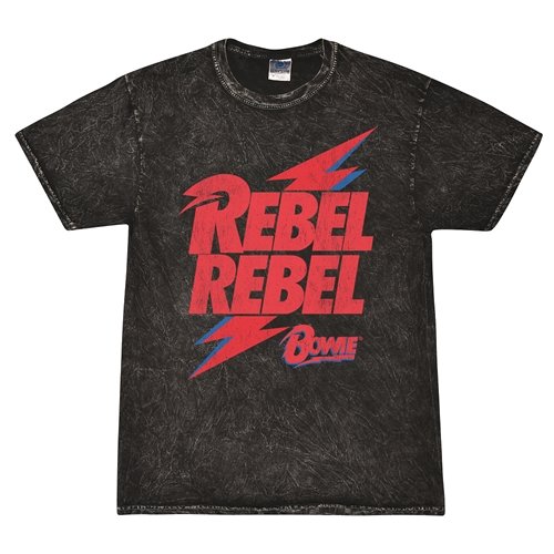 Rebel Rebel Bowie Logo T-Shirt - Black Mineral Wash