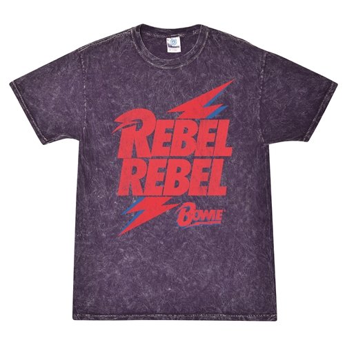 Rebel Rebel Bowie Logo T-Shirt - Purple Mineral Wash
