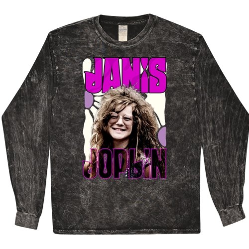 Janis Joplin Long Sleeve T-Shirt - Black Mineral Wash