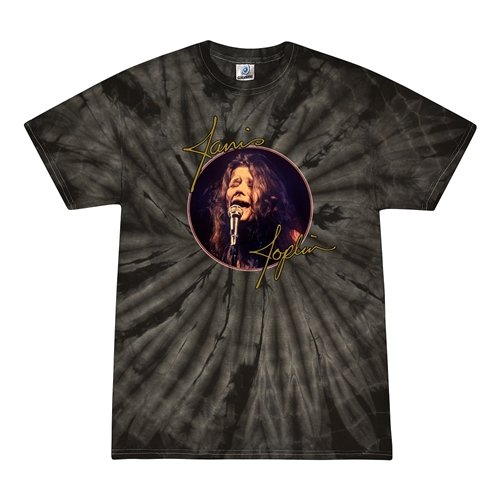 Janis Joplin Singing Tie-Dye T-Shirt - Black