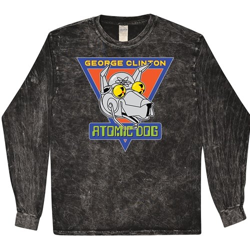 Retro George Clinton Atomic Dog Long Sleeve T-Shirt - Black Mineral Wash