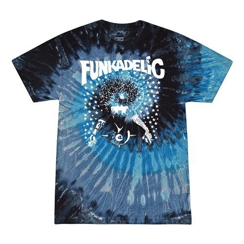 Black & White Funkadelic Concert Tie-Dye T-Shirt - Blue