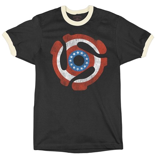 Patriotic 45 Record Adapter Ringer T-Shirt