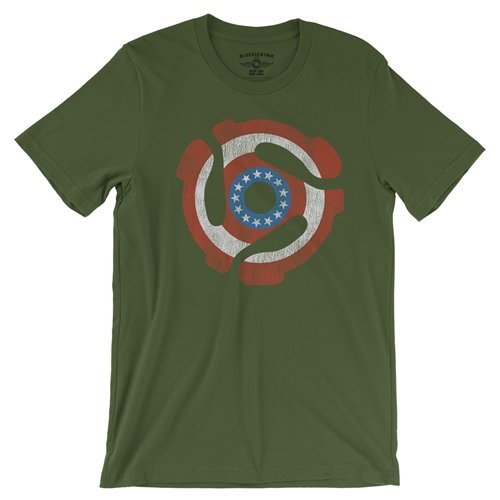 Patriotic 45 Record Adapter T-Shirt - Lightweight Vintage Style