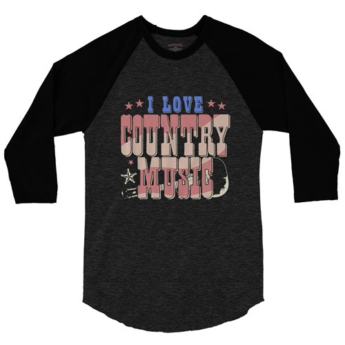 I Love Country Music Baseball T-Shirt
