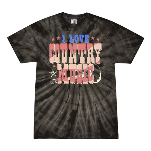 I Love Country Music Tie-Dye T-Shirt - Black