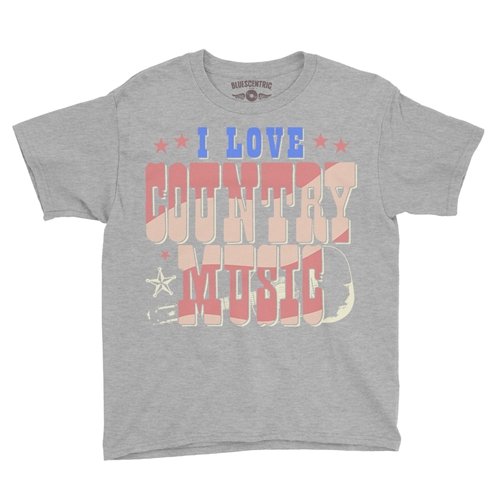I Love Country Music Youth T-Shirt - Lightweight Vintage Children