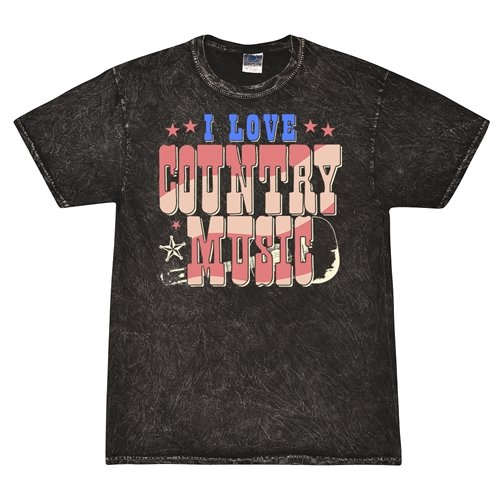 I Love Country Music T-Shirt - Black Mineral Wash
