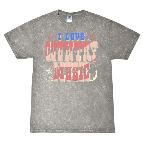 I Love Country Music T-Shirt - Gray Mineral Wash