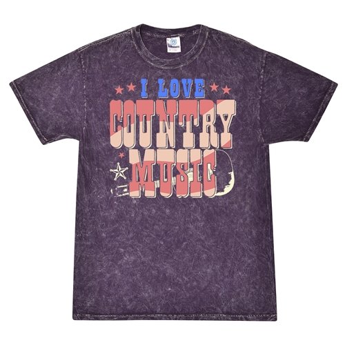 I Love Country Music T-Shirt - Purple Mineral Wash
