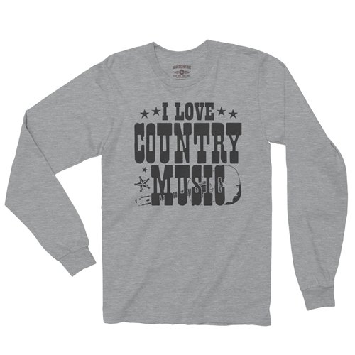 B&W I Love Country Music Long Sleeve T-Shirt