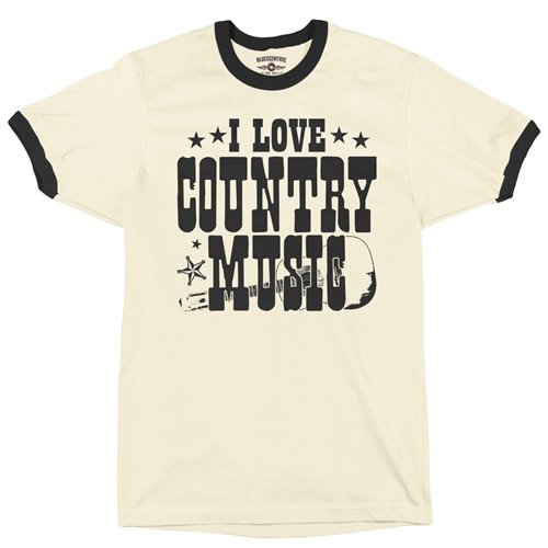 B&W I Love Country Music Ringer T-Shirt