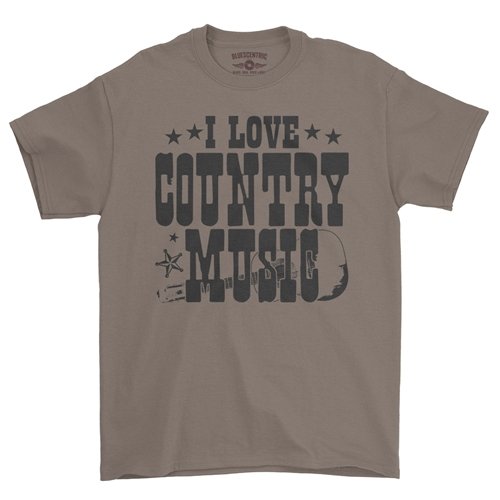 B&W I Love Country Music T-Shirt - Classic Heavy Cotton