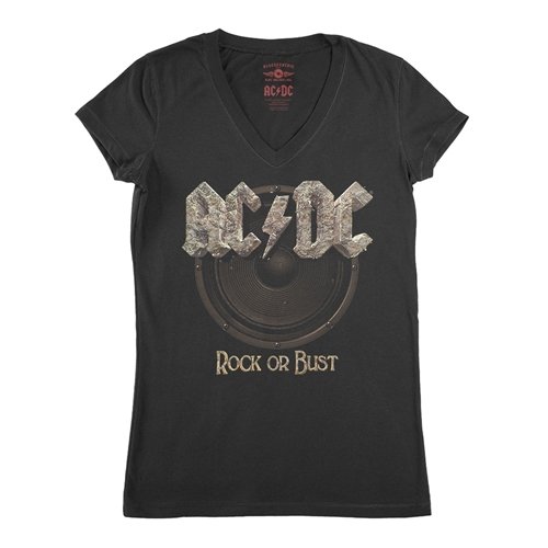 AC/DC Rock or Bust V-Neck T Shirt - Women's