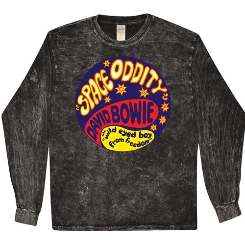 David Bowie Space Oddity Long Sleeve T-Shirt - Black Mineral Wash