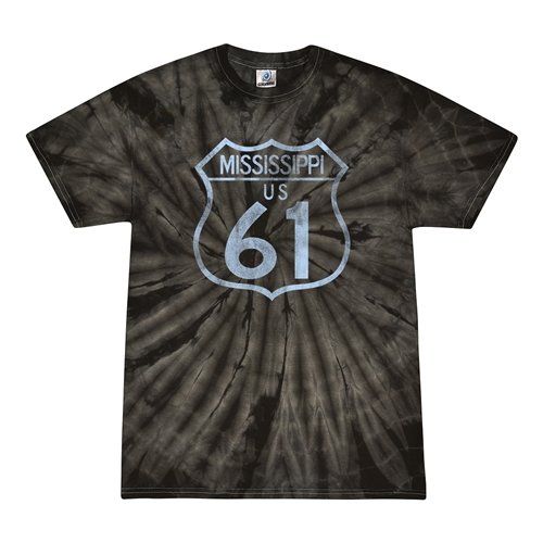 Mississippi Highway 61 Tie-Dye T-Shirt - Black