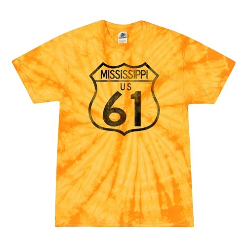 Mississippi Highway 61 Tie-Dye T-Shirt - Yellow