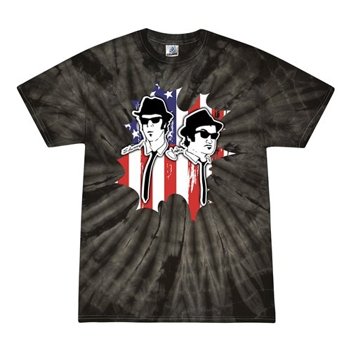 Patriotic Blues Brothers Tie-Dye T-Shirt - Black