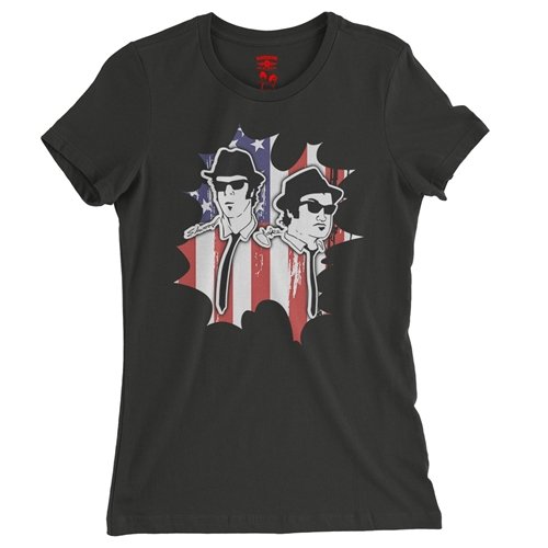 Patriotic Blues Brothers Ladies T Shirt - Relaxed Fit