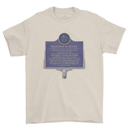 Highway 61 Mississippi Blues Trail T-Shirt - Classic Heavy Cotton