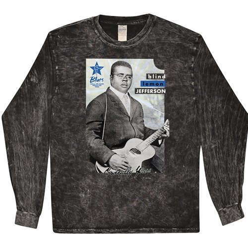 Ltd. Ed. Blues Hall of Fame Blind Lemon Jefferson Long Sleeve T-Shirt - Black Mineral Wash