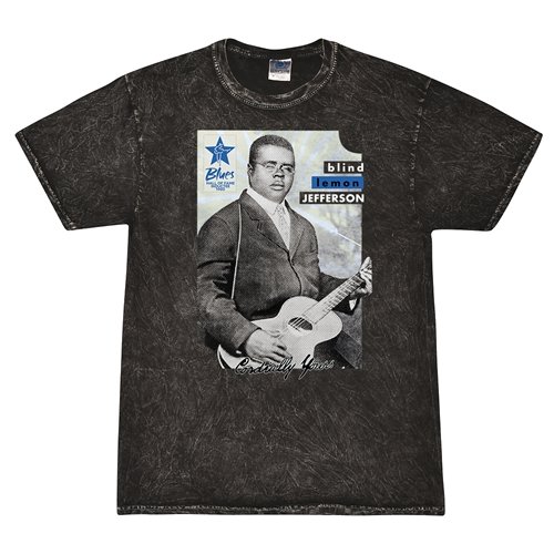 Ltd. Ed. Blues Hall of Fame Blind Lemon Jefferson T-Shirt - Black Mineral Wash