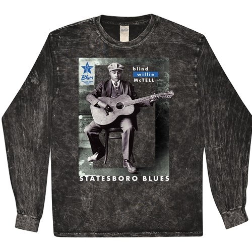 Ltd. Ed. Blues Hall of Fame Blind Willie McTell Long Sleeve T-Shirt - Black Mineral Wash