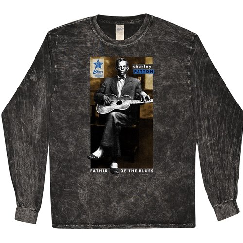 Ltd. Ed. Blues Hall of Fame Charley Patton Long Sleeve T-Shirt - Black Mineral Wash