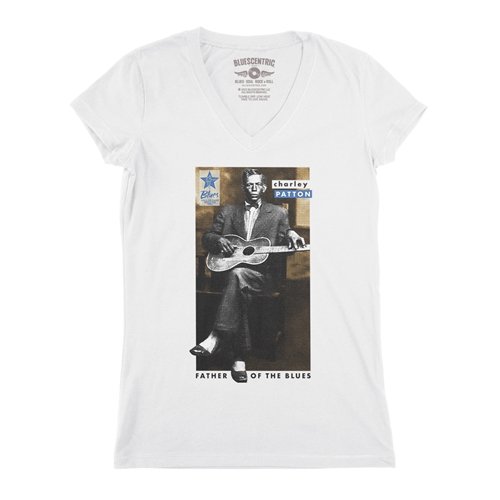 Ltd. Ed. Blues Hall of Fame Charley Patton V-Neck T Shirt - Women's