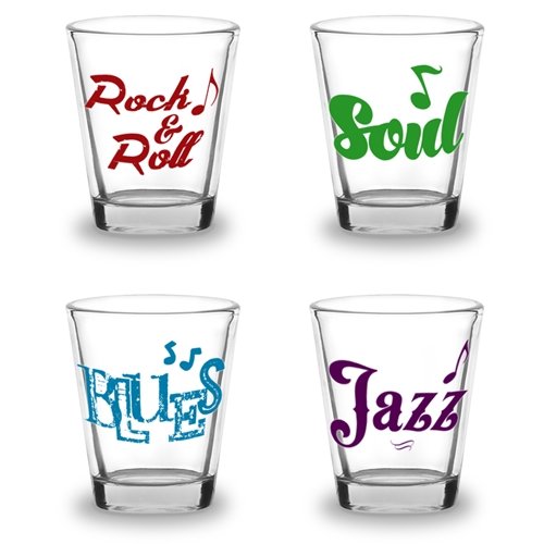 Rock Soul Blues Jazz Shot Glass 4-Pack
