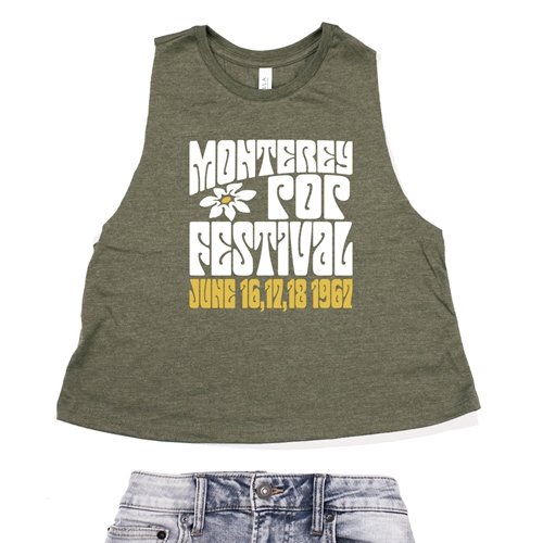 Monterey Pop Festival Flower Racerback Crop Top - Women's