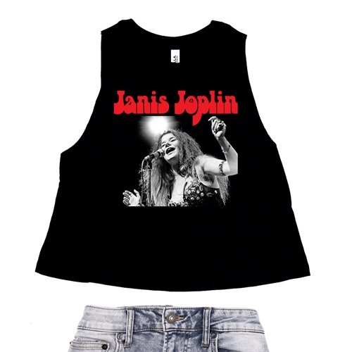 Janis Joplin Vintage Concert Racerback Crop Top - Women's