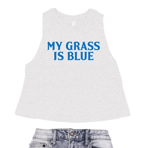 My Grass is Blue Racerback Crop Top - Women's