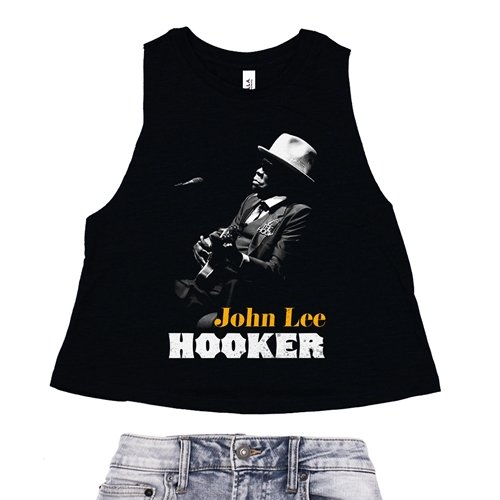 Graphic John Lee Hooker Silhouette Racerback Crop Top - Women's