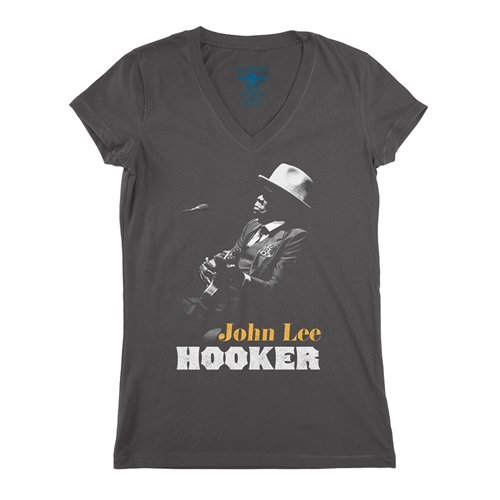 Graphic John Lee Hooker Silhouette V-Neck T Shirt - Women's