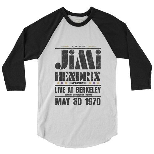 Jimi Hendrix Live at Berkeley Baseball T-Shirt