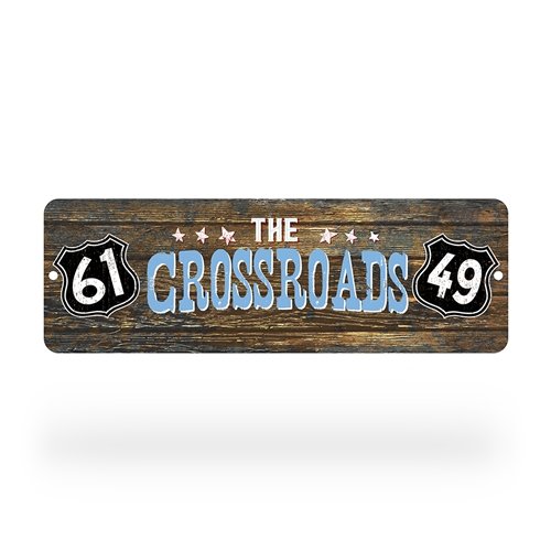 The Crossroads Blues Aluminum Sign - 6 x 18 in