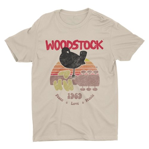 Bird & Guitar Woodstock T-Shirt - Lightweight Vintage Style